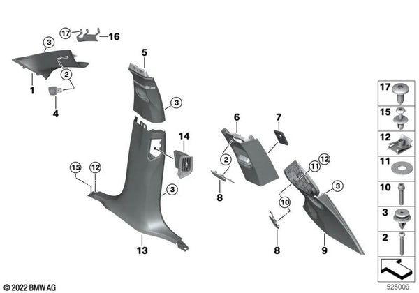 Cubierta pilar D izquierda para BMW X7 G07 (OEM 51435A16FC1). Original BMW.