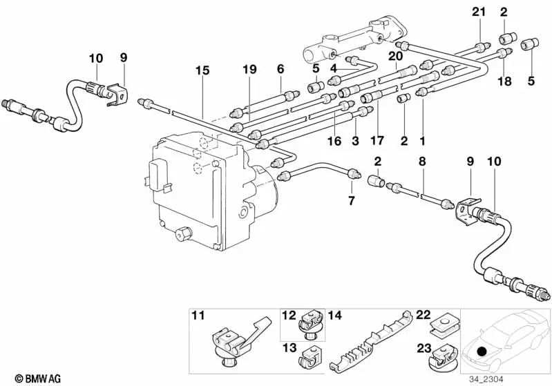 Tubería recubierta de goma para BMW Serie 5 E39 (OEM 34321164250). Original BMW.