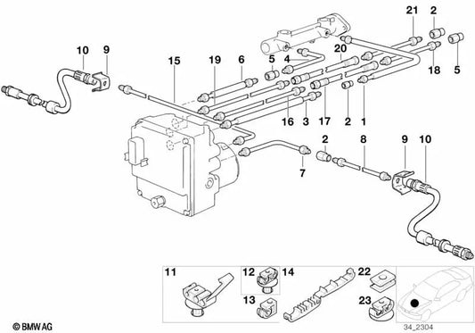 Tubería recubierta de goma para BMW Serie 5 E39 (OEM 34321164250). Original BMW.