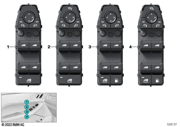 Unidad de Control Centro de Conmutación Puerta para BMW U06, U11 (OEM 61315A4B1C6). Original BMW