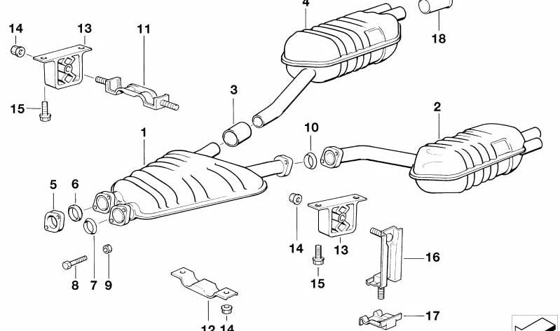 Silenciador trasero izquierdo para BMW E31. Original BMW.