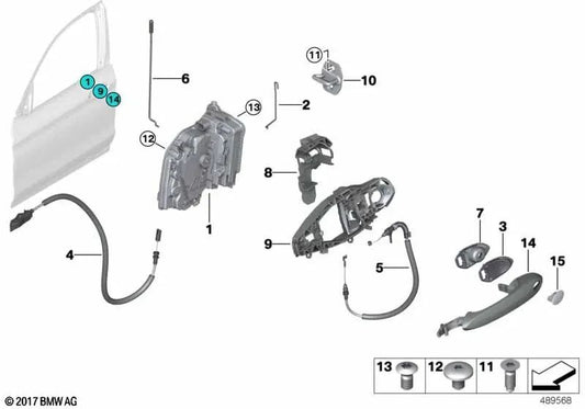 Manilla de puerta pintada exterior izquierda para BMW X3 G01, G08, X4 G02 (OEM 51218492075). Original BMW.