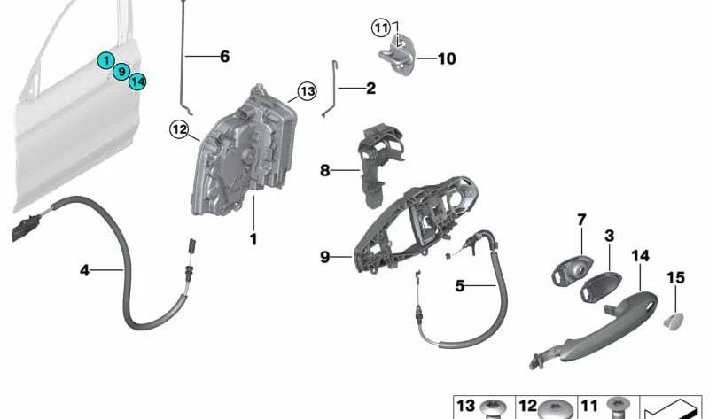 Bowden Cable for Exterior Door Handle for BMW F97, G01, G08, F98, G02 (OEM 51217409273). Original BMW.