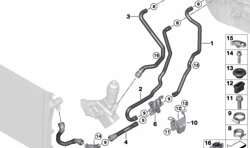 Manguera de refrigerante OEM 64219222751 para BMW (E70, F15, E71). Original BMW.