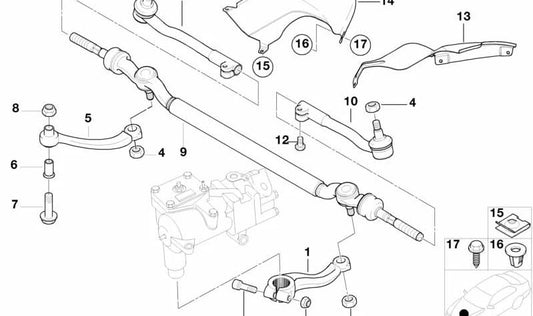 Center Tie Rod for BMW E39 (OEM 32211096060). Original BMW.