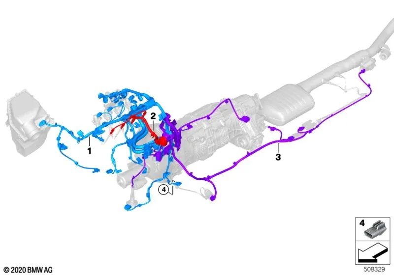 Engine Supply Module Wiring Harness for BMW G30, G31 (OEM 12518589804). Original BMW.