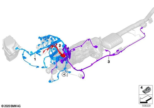 Engine Supply Module Wiring Harness for BMW G30, G31 (OEM 12518589804). Original BMW.