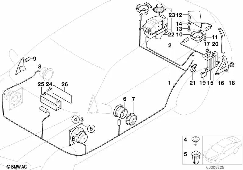 Hi-Fi system amplifier support for BMW E36 (OEM 65128361491). Genuine BMW.