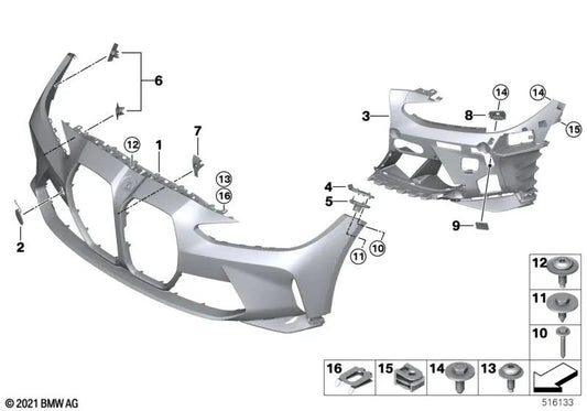 Revestimiento del parachoques delantero imprimado para BMW G80, G81 Serie 3, G82, G83 Serie 4 (OEM 51118084225). Original BMW