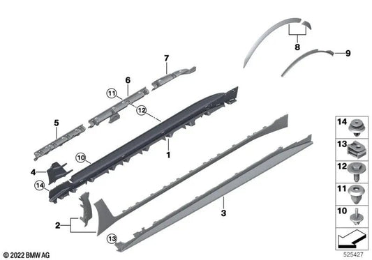 Faldón lateral superior derecho para BMW G26 (OEM 51775A360E6). Original BMW.