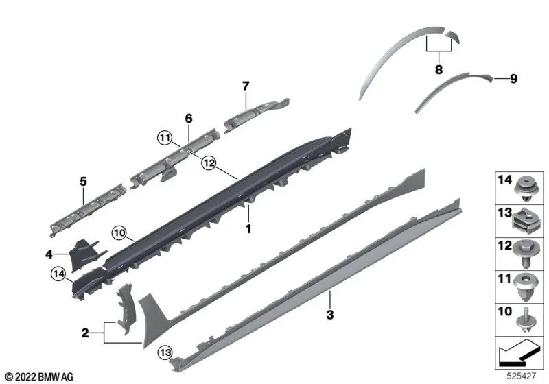 Soporte de faldilla trasera izquierda para BMW Serie 4 G26 (OEM 51778737089). Original BMW