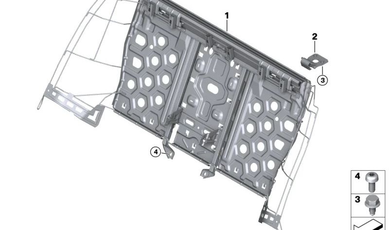 Right Backrest Carrier Bracket for BMW F52, F30, G20, F82, F90, G30 (OEM 52207346698). Original BMW.