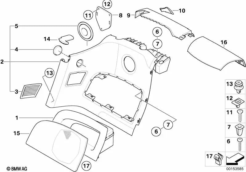 Cubierta izquierda para BMW Z4 E85 (OEM 51437079981). Original BMW