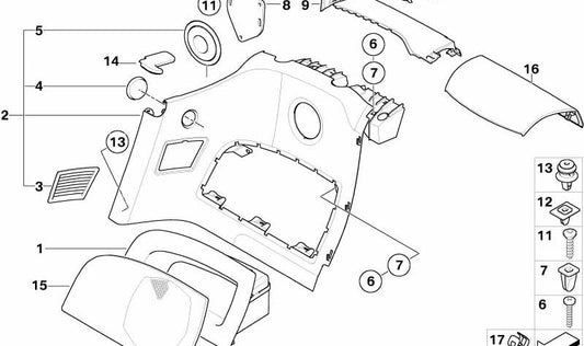 Panel lateral trasero derecho superior OEM 51433421466 para BMW E86. Original BMW.