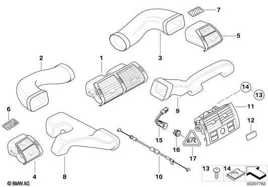 Rejilla del conducto de descongelado izquierda para BMW E53 (OEM 64228402219). Original BMW