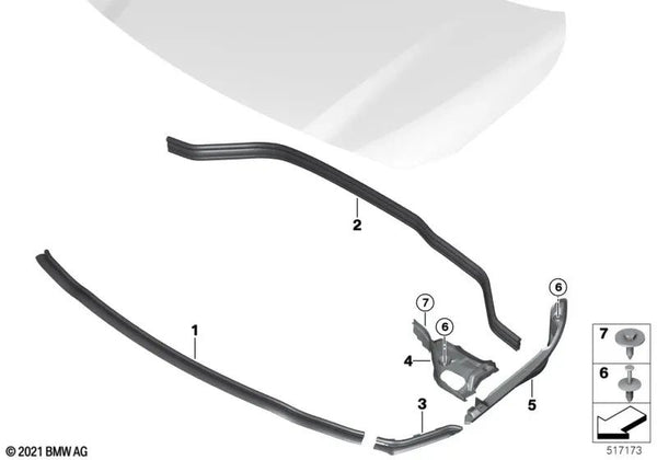 Junta del faro izquierda para BMW U06 (OEM 51768737159). Original BMW.