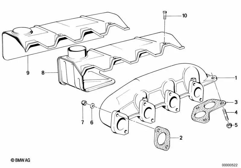 Asbestos-free gasket for BMW 3 Series E21, E30 5 Series E12, E28 6 Series E24 7 Series E23 (OEM 18111728363). Genuine BMW