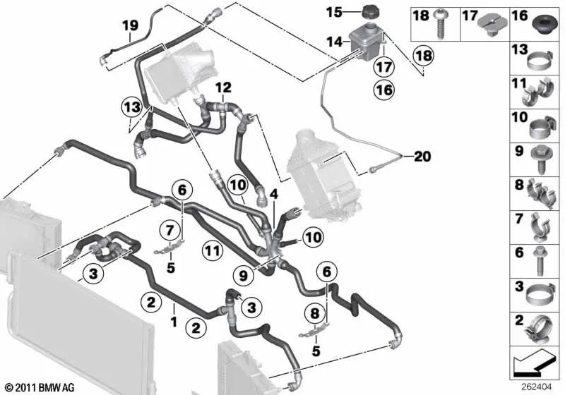 Tubo de ventilación para BMW Serie 5 F10, Serie 6 F06, F12, F13 (OEM 17122284337). Original BMW.