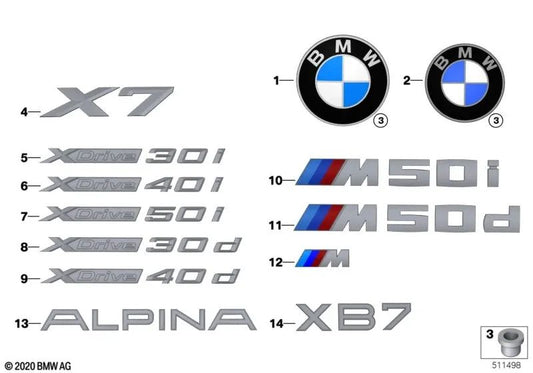 Emblem for BMW G07 (OEM 51148093997). Genuine BMW