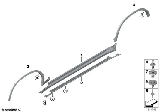 Cubierta faldón superior izquierda para BMW E46, F30, F80 (OEM 51775A48525). Original BMW