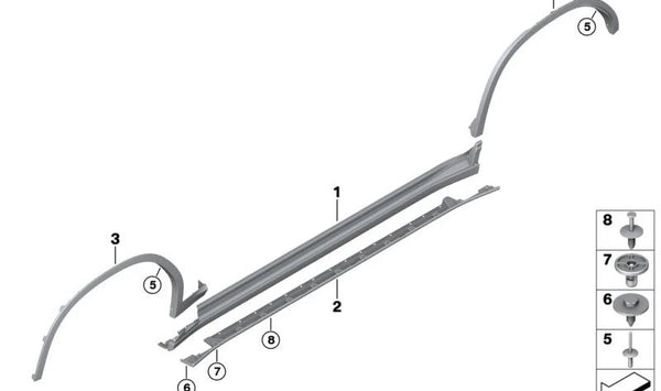 Cubierta estribo inferior derecho para BMW X3 G08F (OEM 51775A48558). Original BMW.