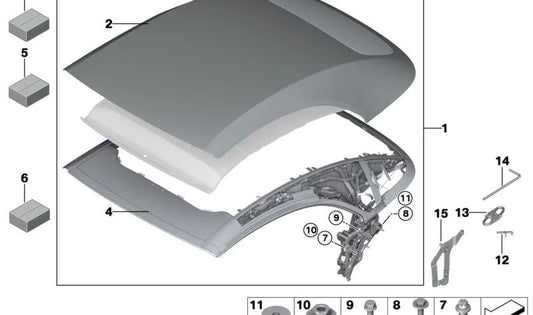 Soporte techo derecho para BMW G23, G83 (OEM 54348494382). Original BMW