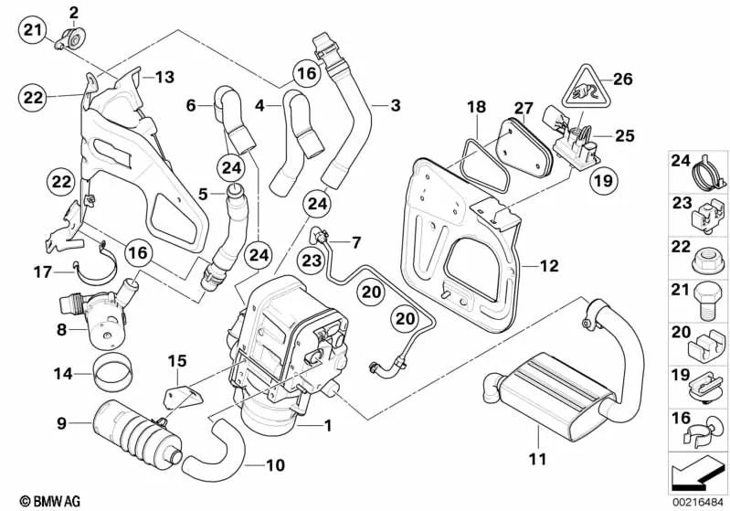 Carcasa de enchufe de 2 polos para BMW E90, E90N, E91, E91N, E92, E92N, E93, E93N, E89 (OEM 12527505459). Original BMW