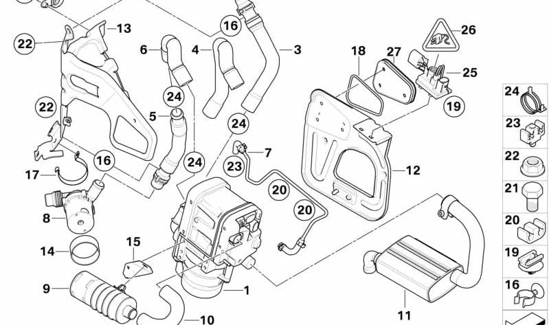 Soporte del amortiguador de ruido de admisión para BMW E90, E91, E92, E93 (OEM 64126953785). Original BMW