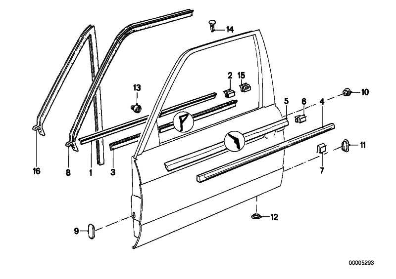 Junta De Ventana Interior Negro Para Bmw Serie 3 E30 4-Puertas . Original Recambios