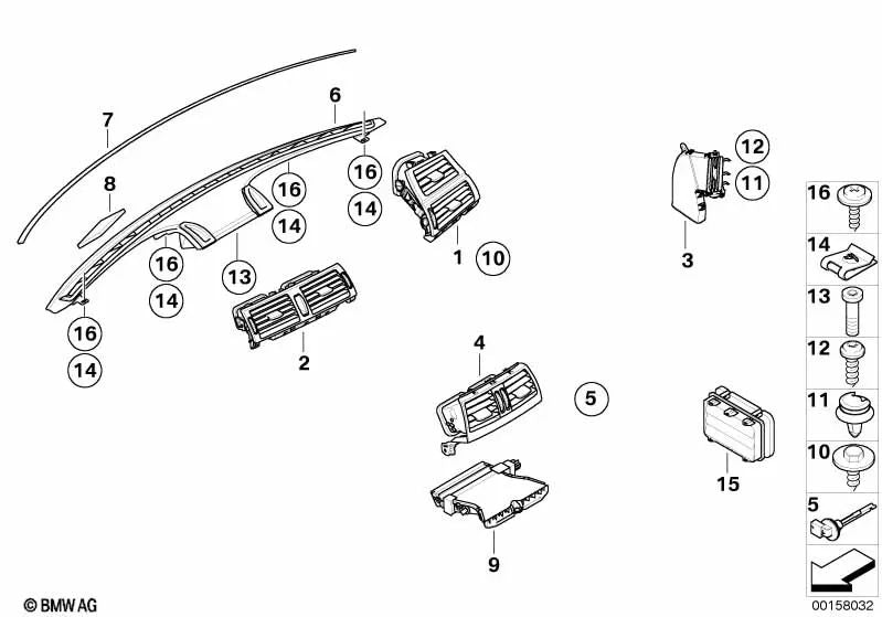 Rejilla de ventilación derecha para BMW X5 E70, E70N Serie X6 E71, E72 (OEM 64229227768). Original BMW.