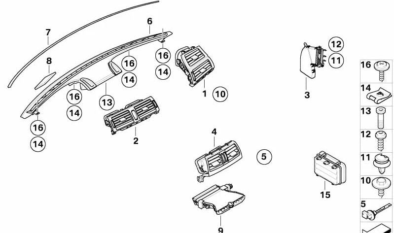 Rejilla de ventilación delantera izquierda OEM 64229227767 para BMW E70, E71, E72. Original BMW