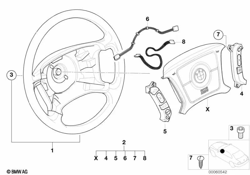 Cable de conexión del interruptor para BMW Serie 3 E46 (OEM 61318375435). Original BMW