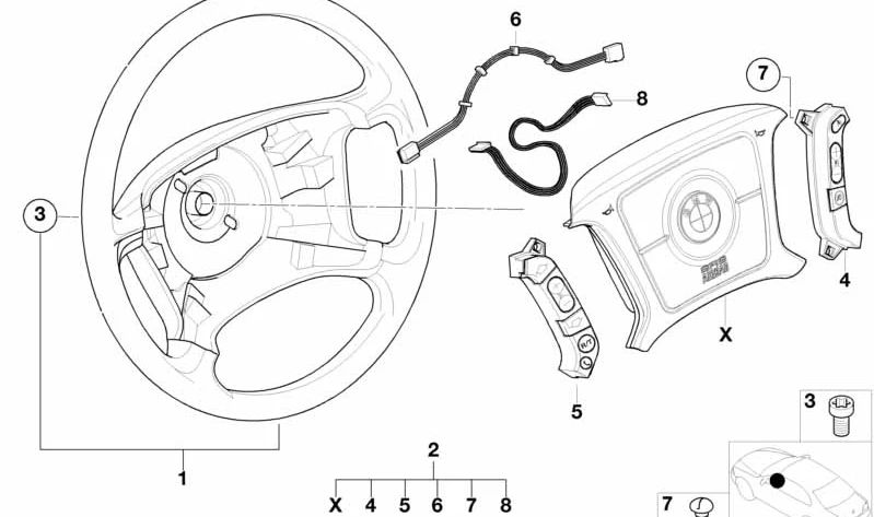 Cable de conexión del volante para BMW Serie 3 E46 (OEM 61318372918). Original BMW