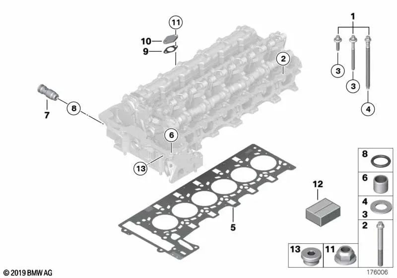 Junta de culata libre de amianto para BMW E81, E82, E87, E88, E90, E91, E92, E93, E60, E61, F10, F11, F18, E63, E64, E65, E66, F01, F02, E84, E83N, F25, E70, E85, E86, E89 (OEM 11127553209). Original BMW