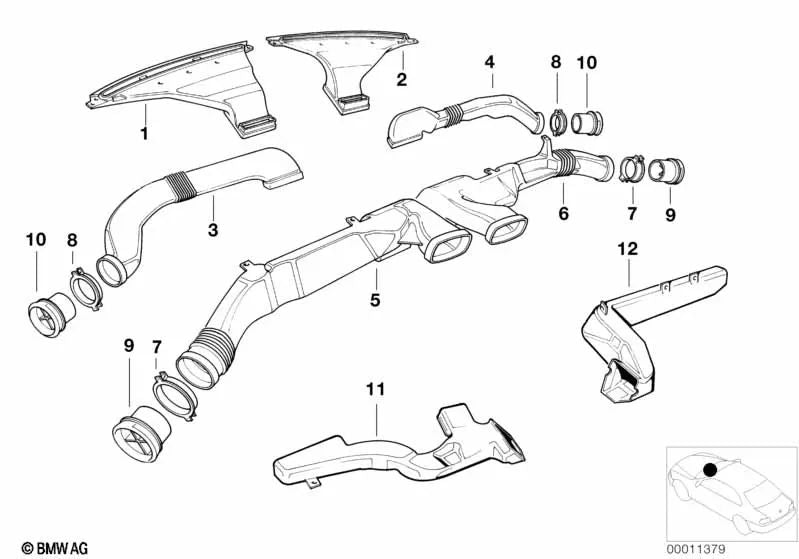 Canal de calefacción izquierdo para BMW E31 (OEM 64221940831). Original BMW