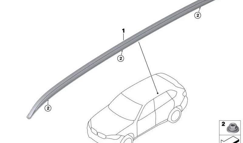 Barra de techo derecha para BMW X5 F15, F85 (OEM 51137295814). Original BMW.