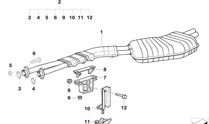 Silenciador trasero para BMW Serie 3 E36 (OEM 18101404168). Original BMW