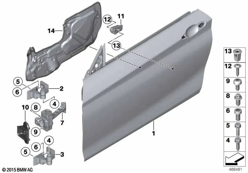 Front left door brake seal for BMW 3 Series F34, F34N (OEM 51767291325). Original BMW