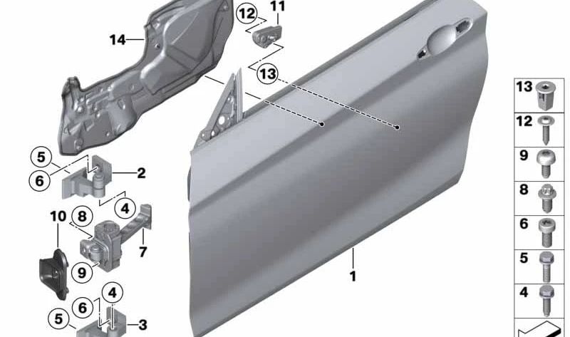 Vedação de freio da porta dianteira esquerda original OEM 51217308123 para BMW Série 4 Gran Coupe (F36).