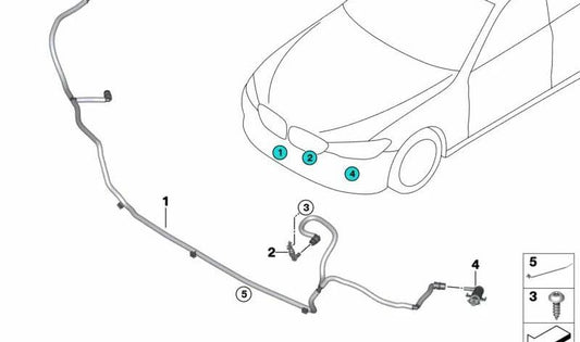 Tobera de alta presión derecha OEM 61677393510 para BMW G30, G31, G32. Original BMW.