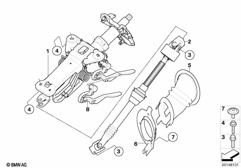 Ajuste mecánico de la columna de dirección para BMW E60, E60N, E61, E61N (OEM 32306788841). Original BMW.