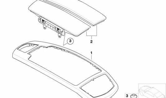 Tapa para reposabrazos central OEM 51167018145 para BMW E65, E66. Original BMW.