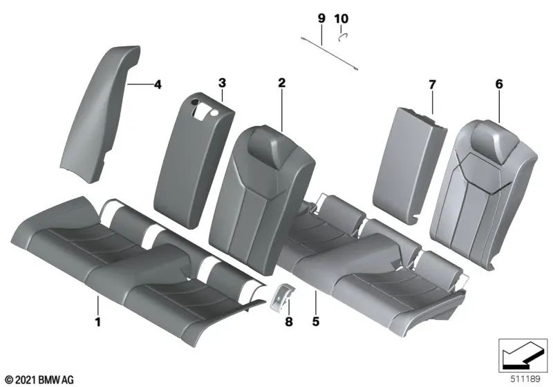 Rechter Leder-Rückenlehnenbezug für BMW 4er G82 (OEM 52208469476). Original BMW