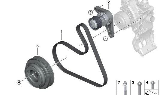 Rundkopfschraube für BMW 1er F40, F70; Serie 2 F44, F45N, F46N, U06; X1 F48, U11; X2 F39 (OEM 18329907182). Original BMW