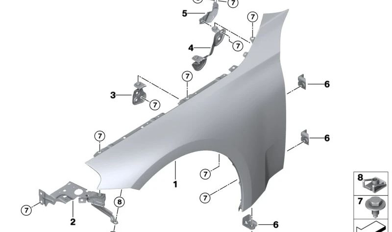 Soporte lateral delantero izquierdo para BMW Serie 2 G87 (OEM 41008082813). Original BMW.