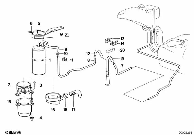 Breather pipe for BMW E34 (OEM 16131179606). Original BMW