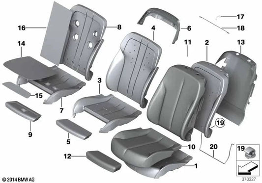 Funda de Asiento Deportivo de Cuero derecho para BMW F06, F12, F13, F06N, F12N, F13N (OEM 52107280536). Original BMW