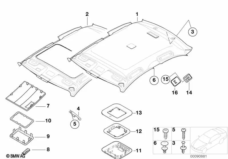 Cubierta del Asidero para BMW Serie 3 E46 (OEM 51447056863). Original BMW