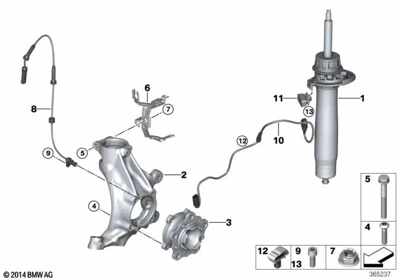 Radbeschleunigungssensorkabel für BMW F87N, F80, F80N, F82, F83 (OEM 31307850609). Original BMW