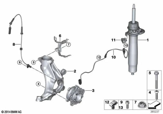 Korrektur des Sturzwinkels des rechten Drehpunkts für BMW 2er F87, F87N, 3er F80, F80N, 4er F82, F82N, F83, F83N (OEM 31217853640). Original BMW